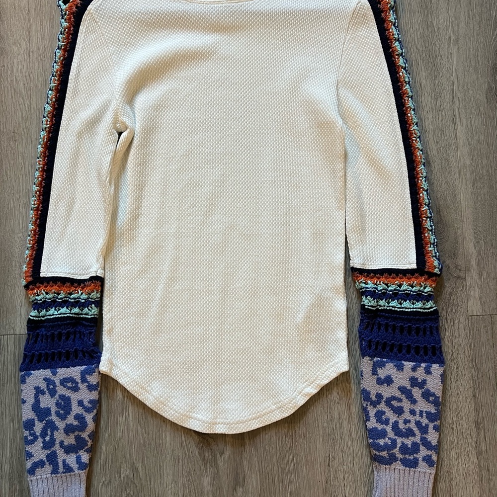 Free People Cream Textured Top